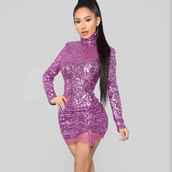 pink sequin dress fashion nova